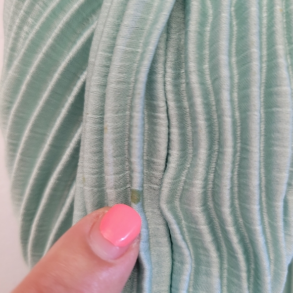 Zara Sea Green Micro Pleated Blouse Long Sleeve Top XL - Picture 13 of 13